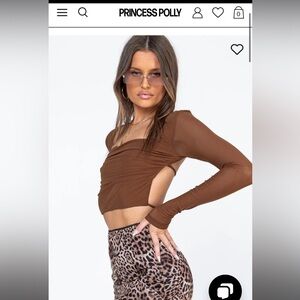 Princess polly open back brown crop top